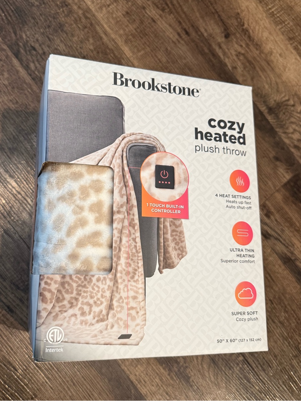 Brookstone Cozy Heated Plush Throw Blanket